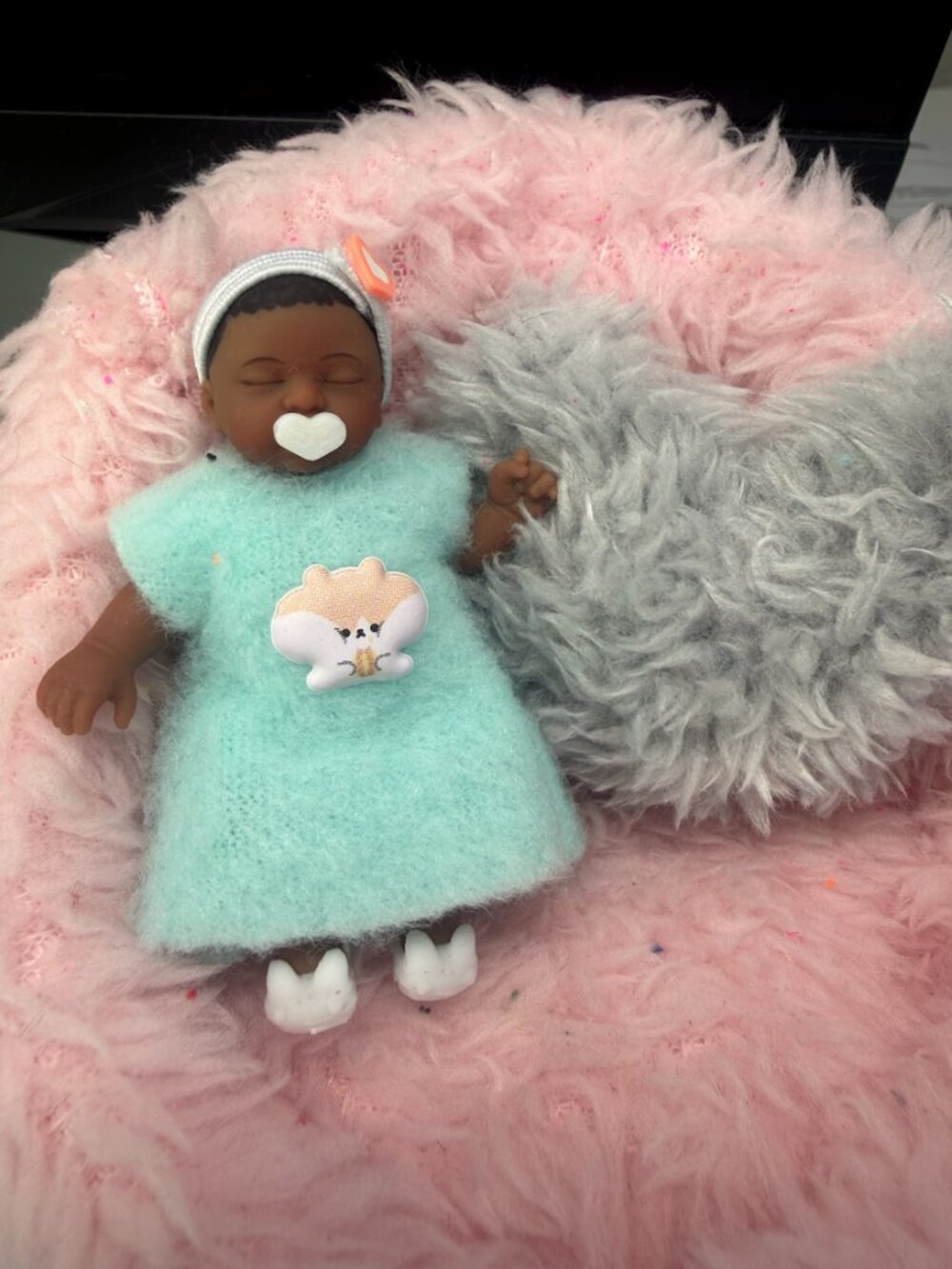Plush Nightgown + Headband | 2.5 Inch Baby Doll Clothes |Soft Fuzzy Pajama Dress